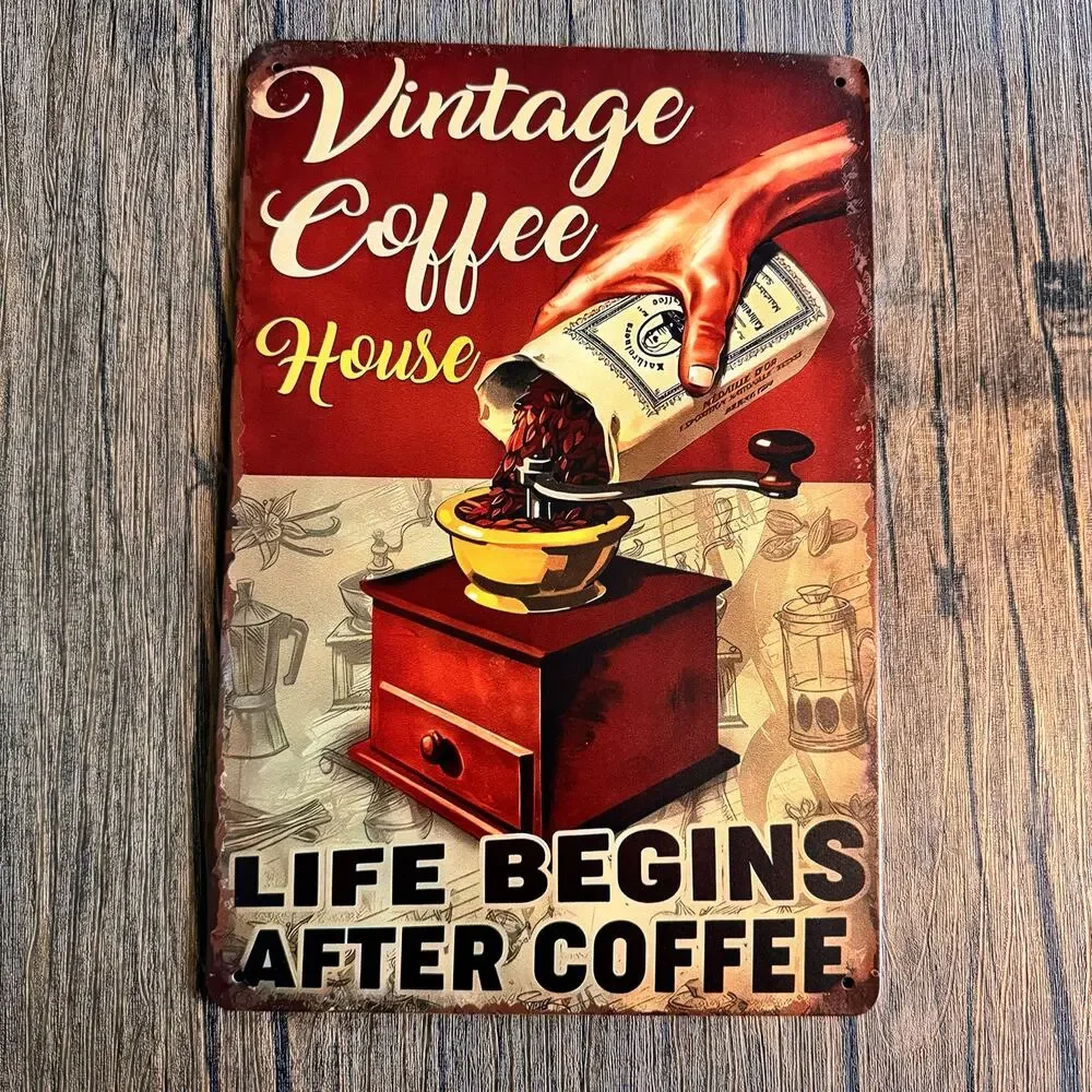 Red Wall Hanging Sign Metal Sign Kitchen Decor Gift for Coffee Lover FAST SHIP